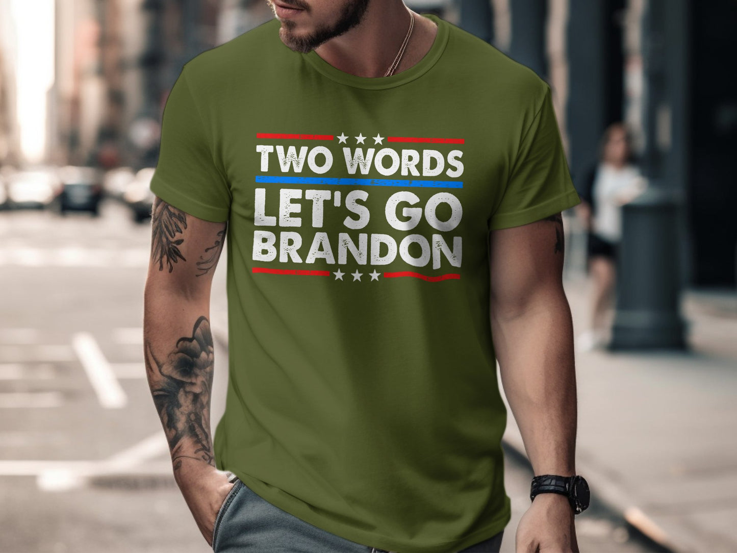 Two Words Let's go Brandon T-shirt Trump Shirt FJB Shirt - The American Glory