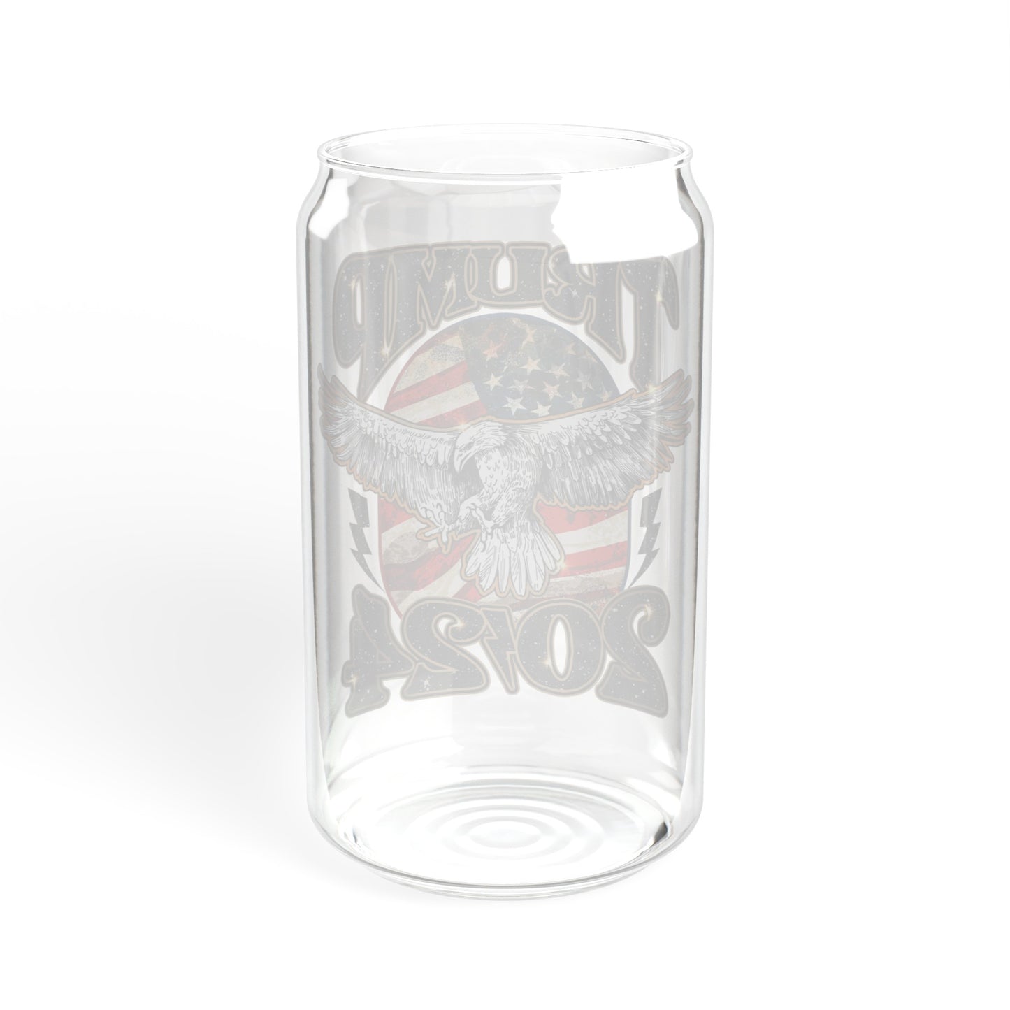 Trump 2024 16oz Glass Tumbler Cup, Trump Cup, Trump Merch, Glass Cup with Bamboo lid and Straw - The American Glory
