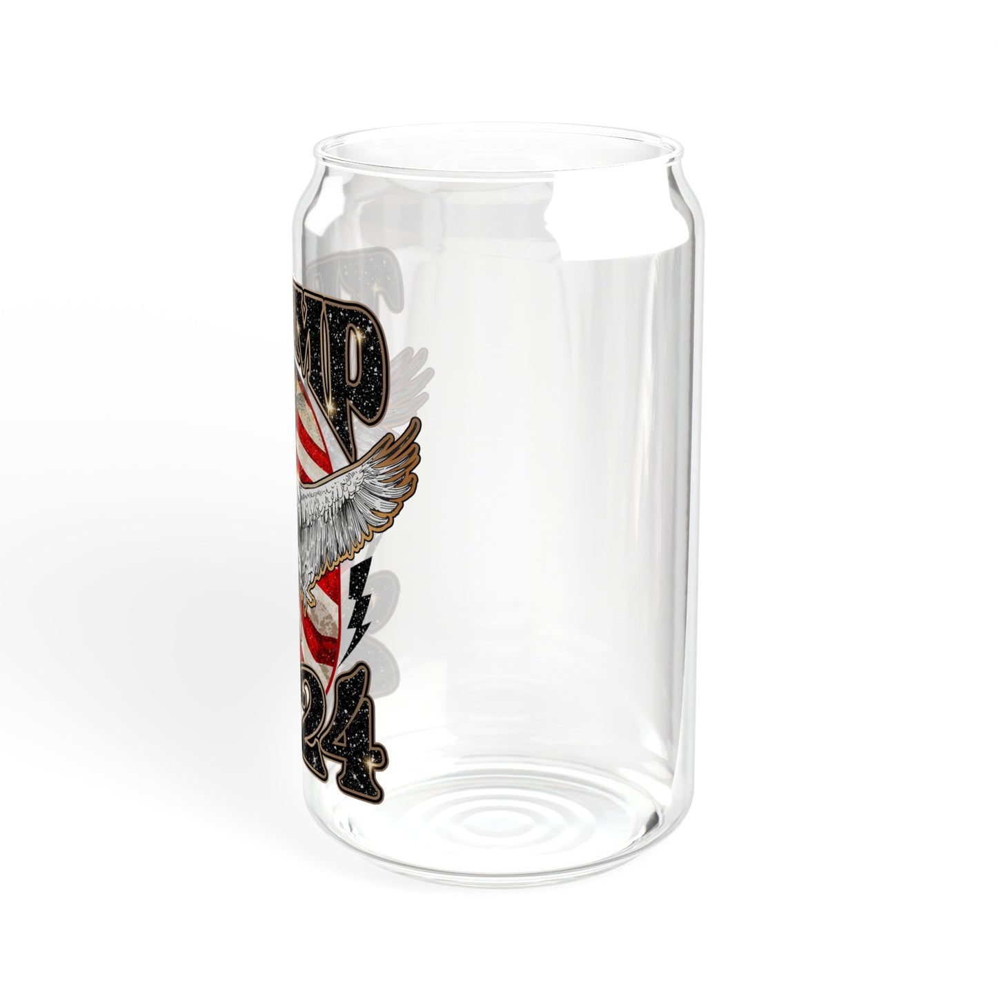 Trump 2024 16oz Glass Tumbler Cup, Trump Cup, Trump Merch, Glass Cup with Bamboo lid and Straw - The American Glory