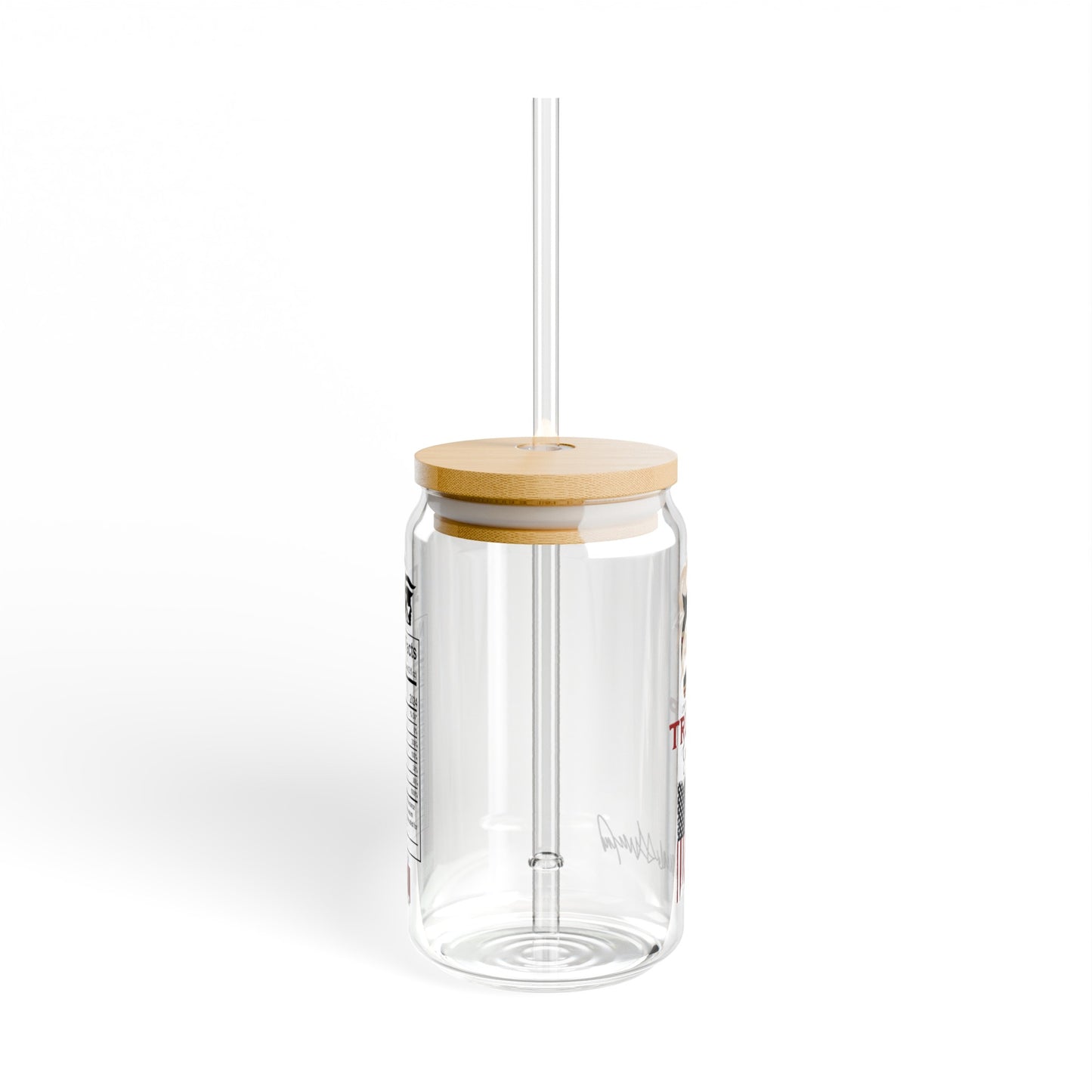 Trump Girl 16oz Glass Tumbler Cup, Trump 2024 Cup, Trump Merch, Trump Train Glass Cup with Bamboo lid and Straw - The American Glory