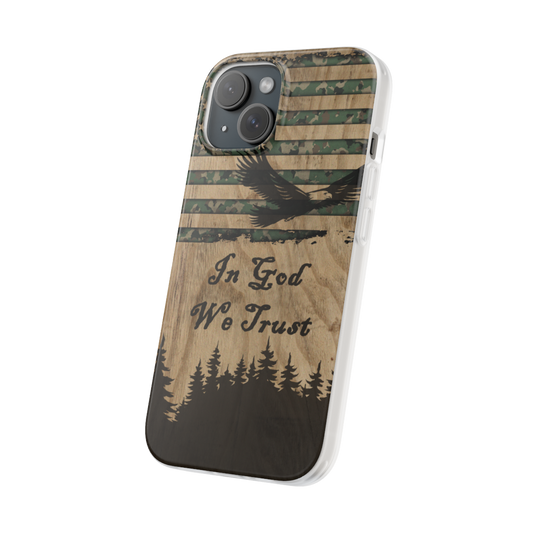 In God We Trust iPhone Case - Matte Semi-Transparent Flexi Phone Case | American Flag Clear Phone Cover - The American Glory