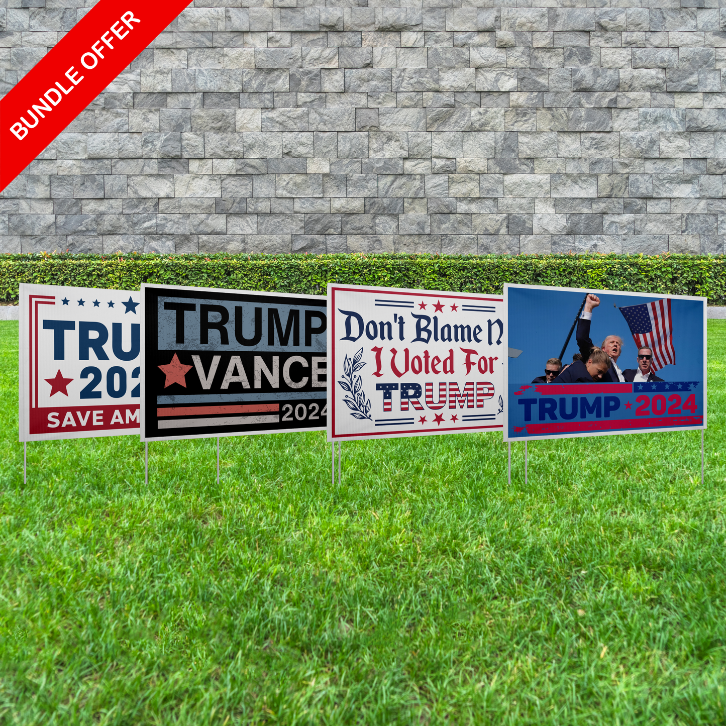MAGA Yard Sign Bundle – Set of 4 Trump 2024 Designs - The American Glory