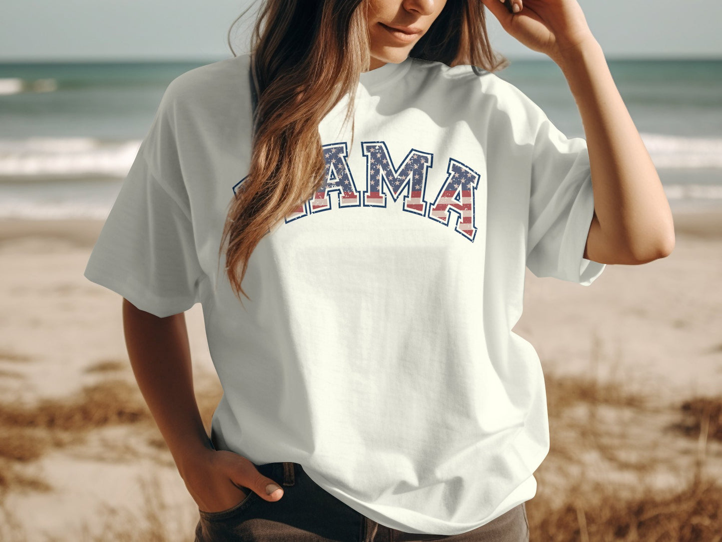 American Flag Retro Mama T-shirt - The American Glory
