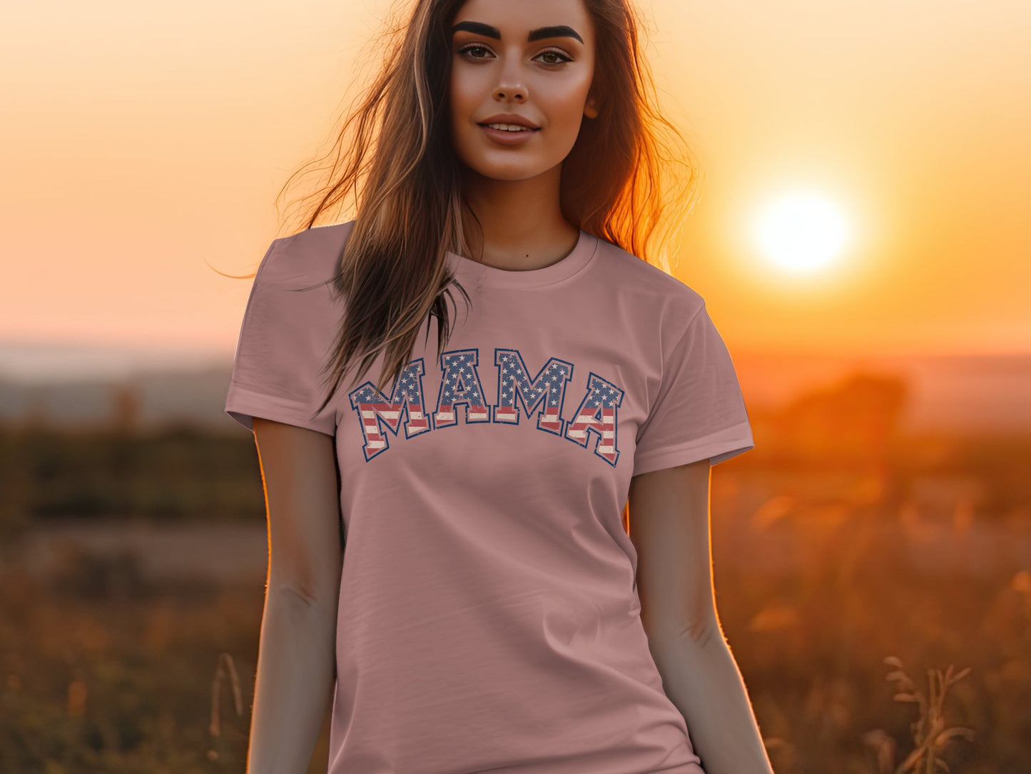 American Flag Retro Mama T-shirt - The American Glory