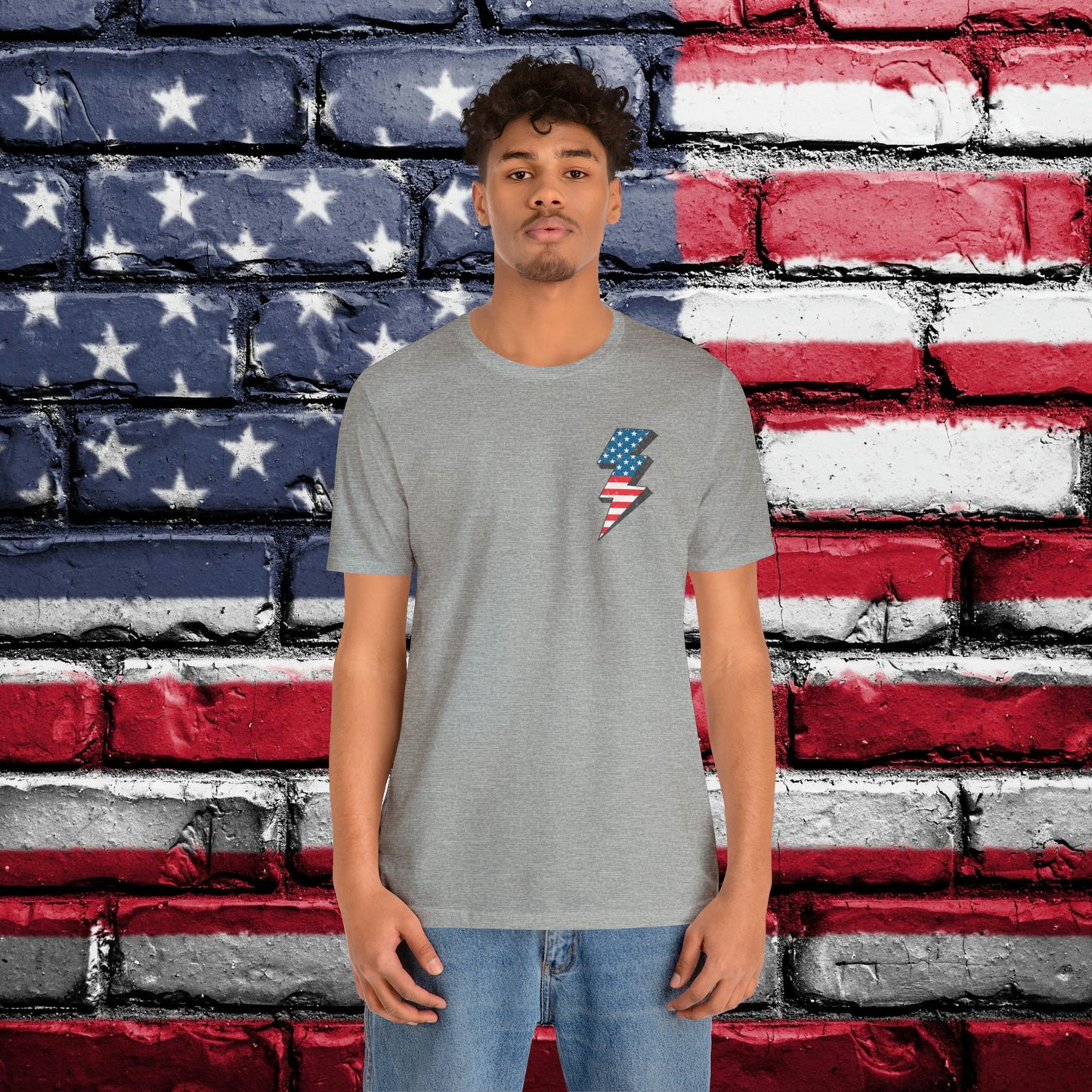Let's Go Brandon T-shirt American Flag Lightning Bolt Front & Back Print - The American Glory