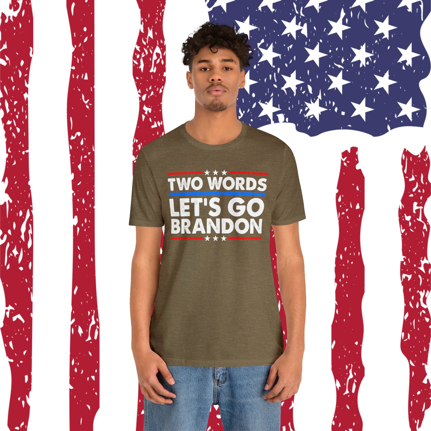 Two Words Let's go Brandon T-shirt Trump Shirt FJB Shirt - The American Glory