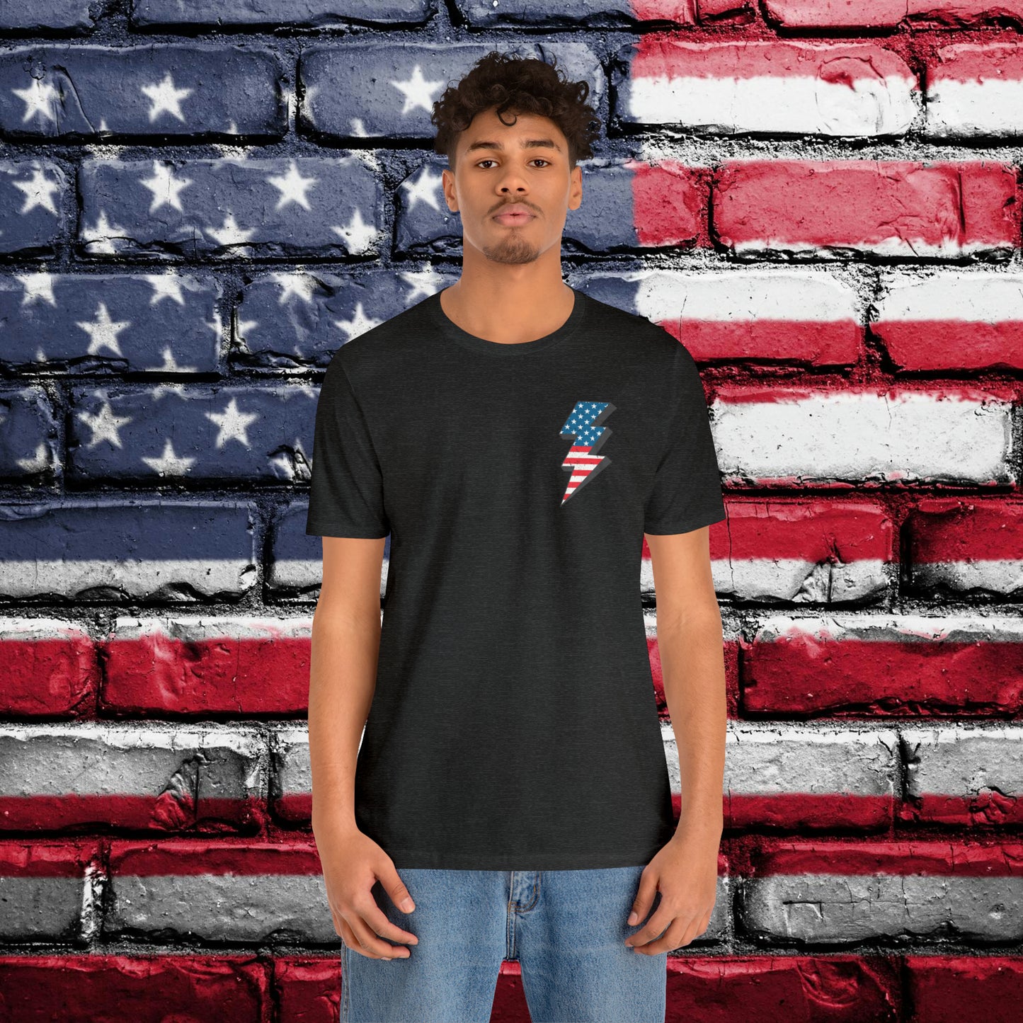 Let's Go Brandon T-shirt American Flag Lightning Bolt Front & Back Print - The American Glory