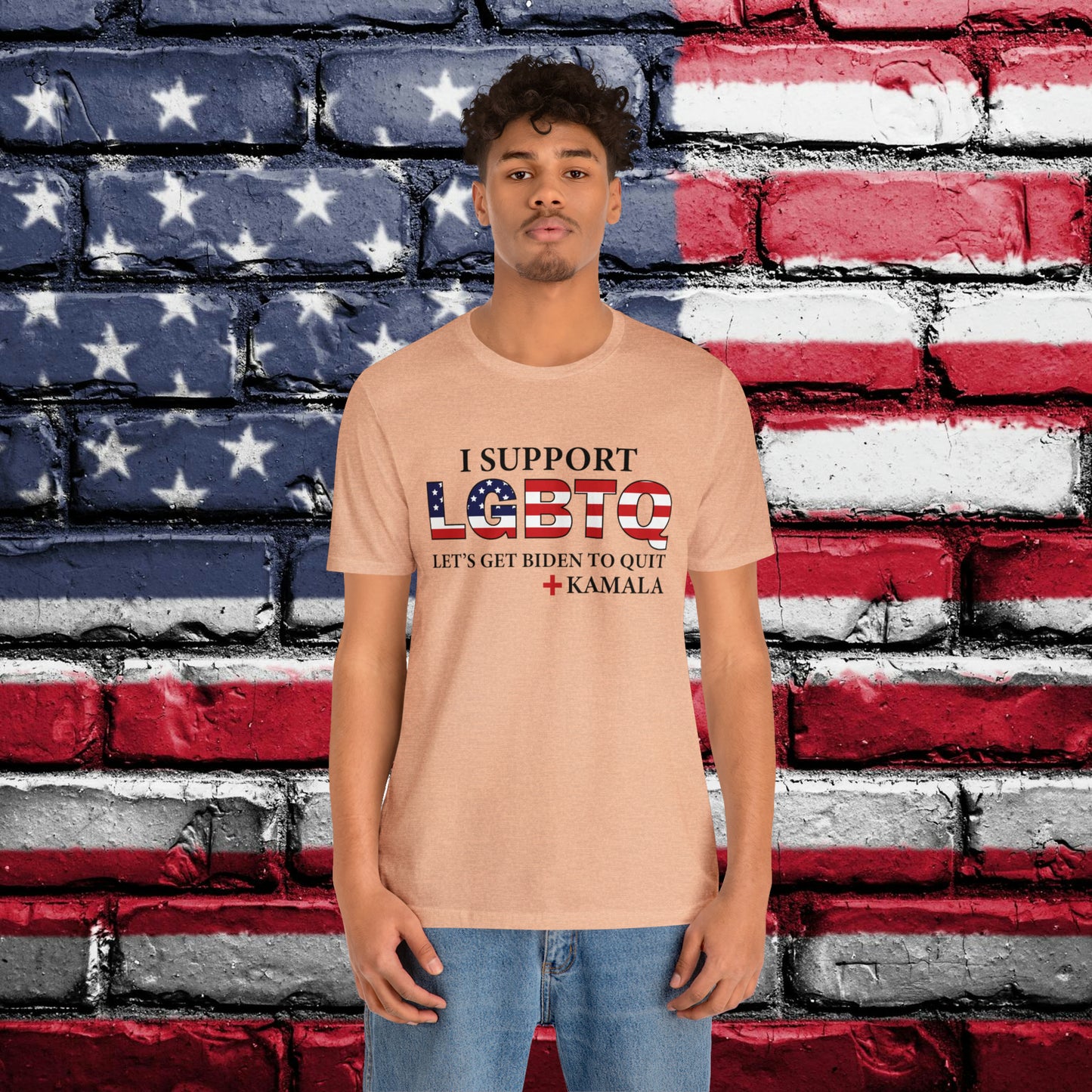 I Support LGBTQ Let's Get Biden To Quit + Kamala T-shirt - The American Glory