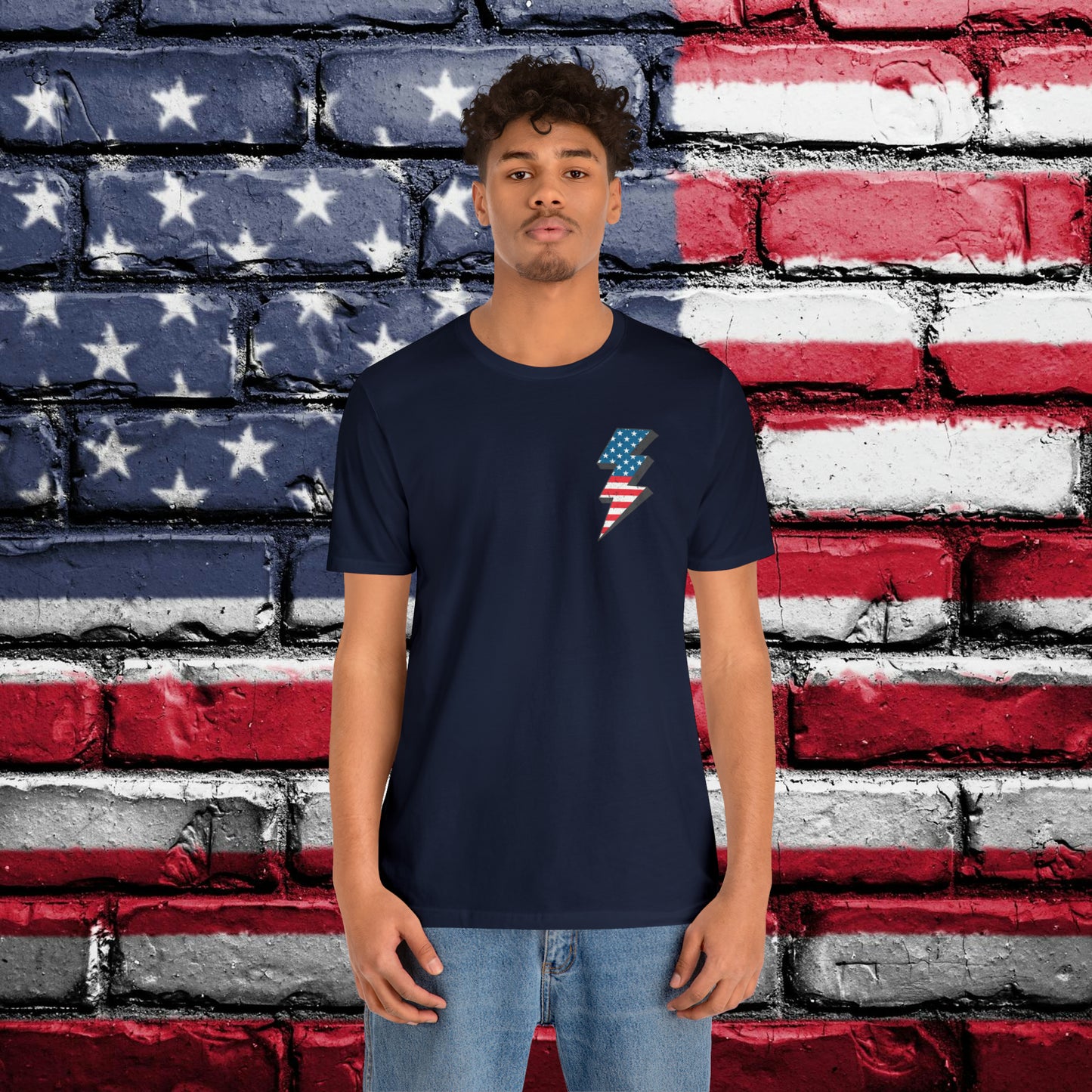 Let's Go Brandon T-shirt American Flag Lightning Bolt Front & Back Print - The American Glory