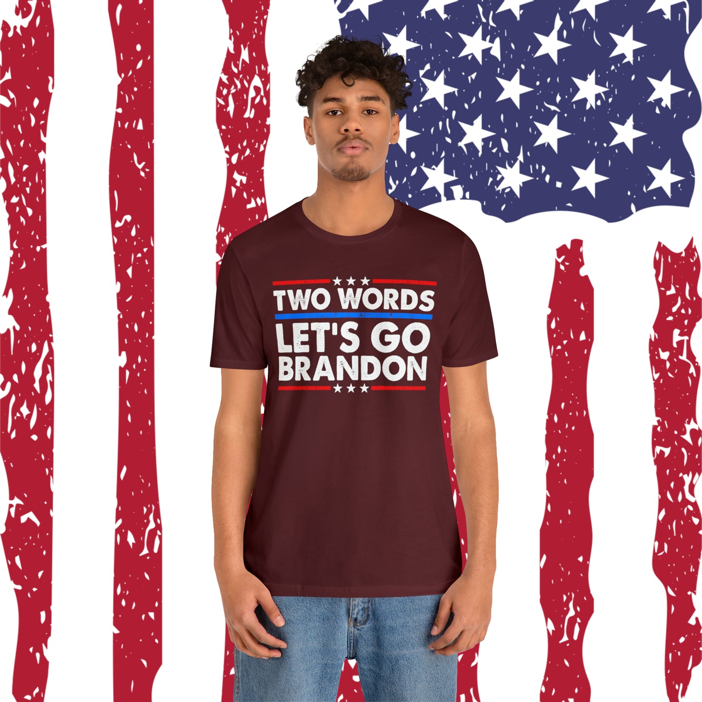Two Words Let's go Brandon T-shirt Trump Shirt FJB Shirt - The American Glory