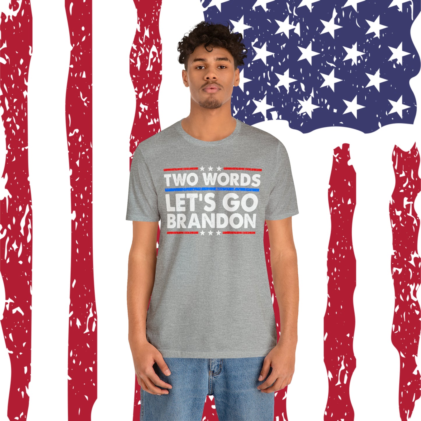 Two Words Let's go Brandon T-shirt Trump Shirt FJB Shirt - The American Glory