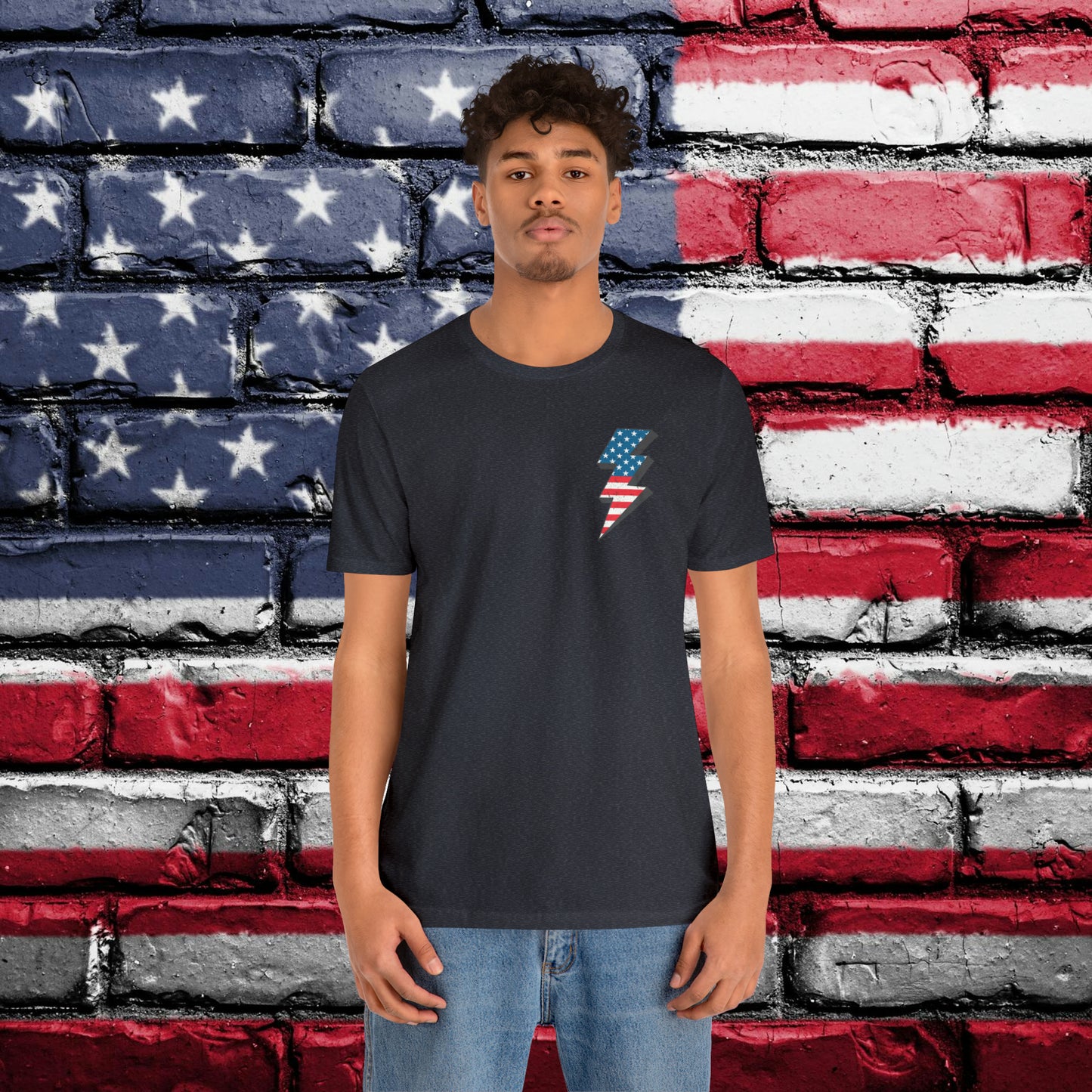 Let's Go Brandon T-shirt American Flag Lightning Bolt Front & Back Print - The American Glory