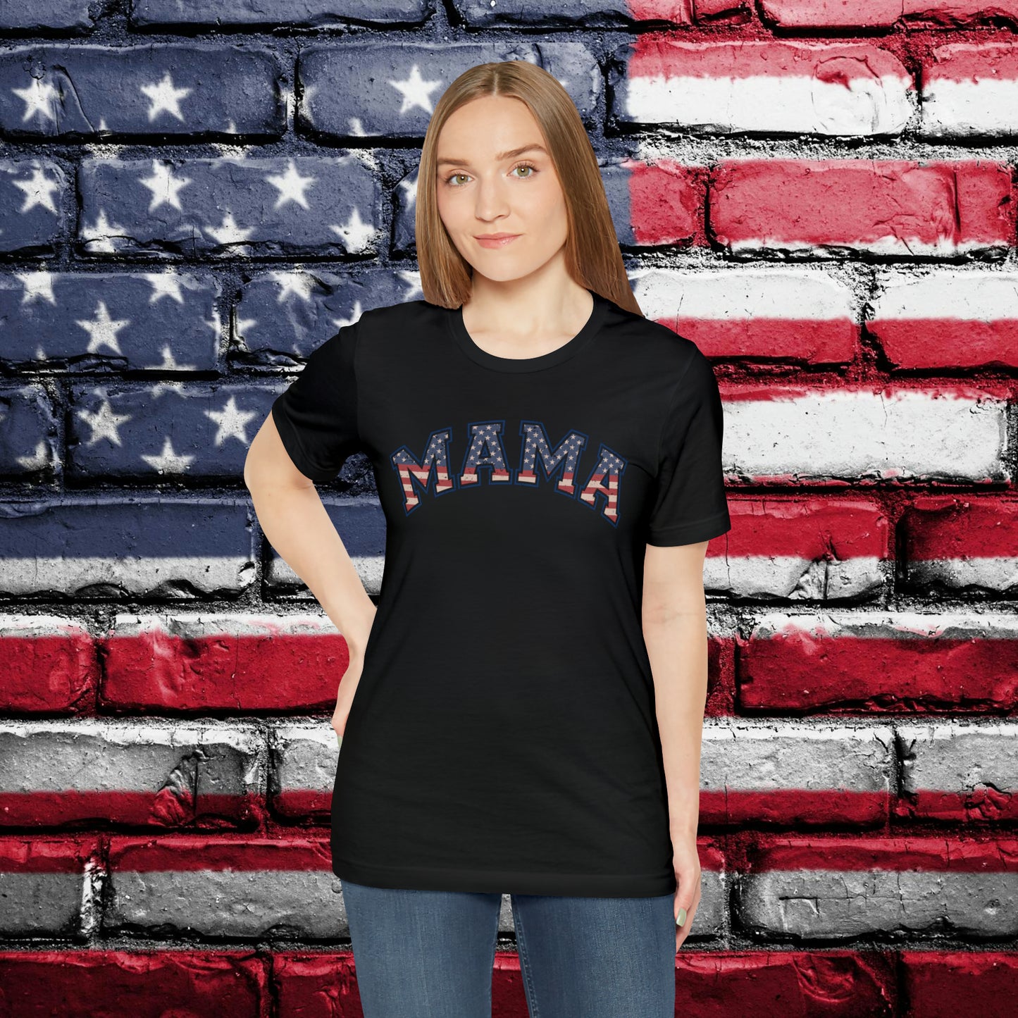American Flag Retro Mama T-shirt - The American Glory
