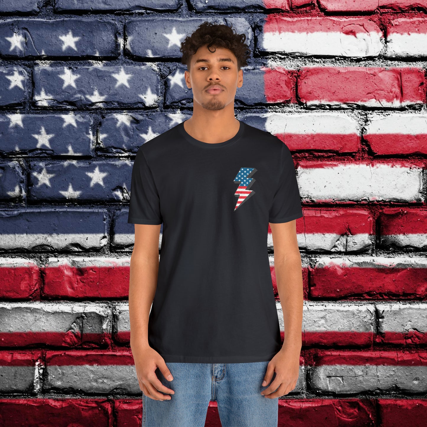 Let's Go Brandon T-shirt American Flag Lightning Bolt Front & Back Print - The American Glory