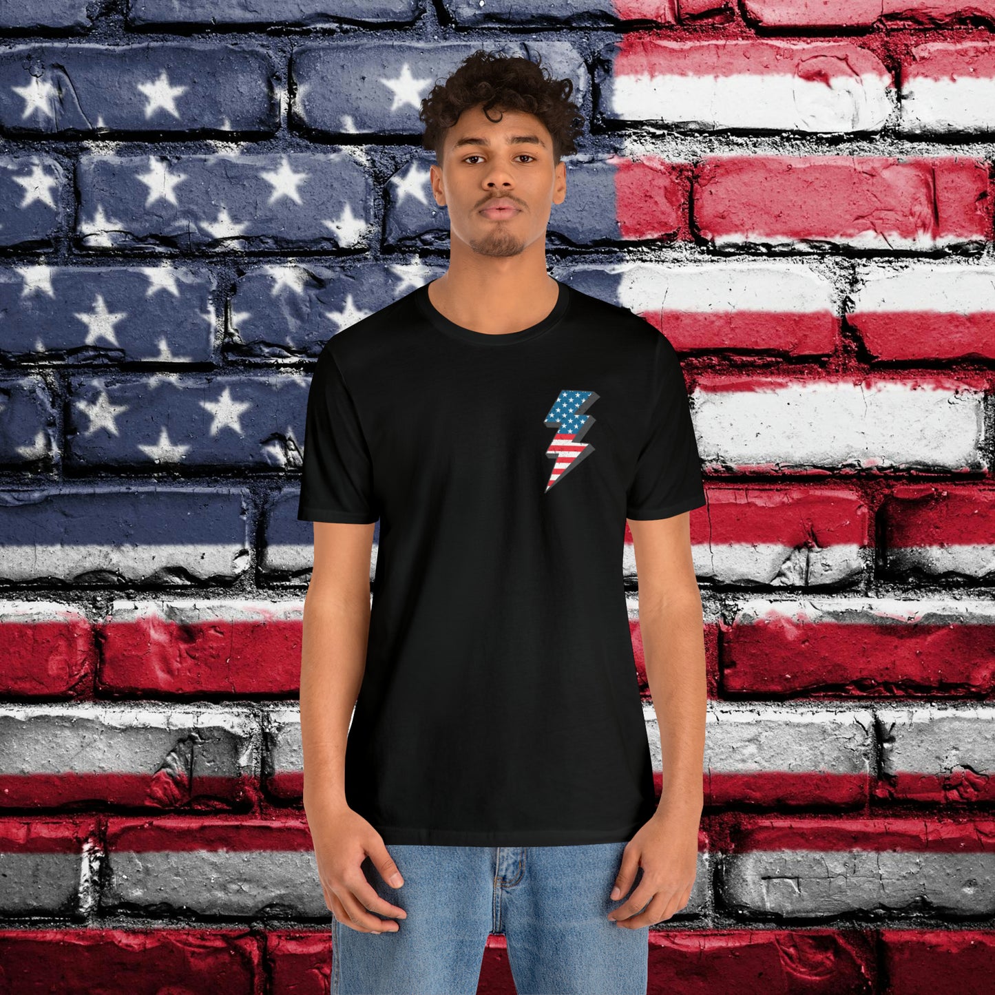 Let's Go Brandon T-shirt American Flag Lightning Bolt Front & Back Print - The American Glory