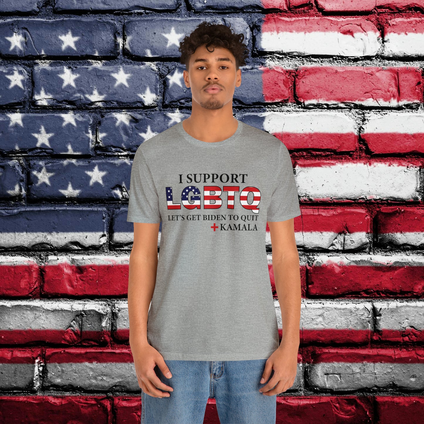 I Support LGBTQ Let's Get Biden To Quit + Kamala T-shirt - The American Glory