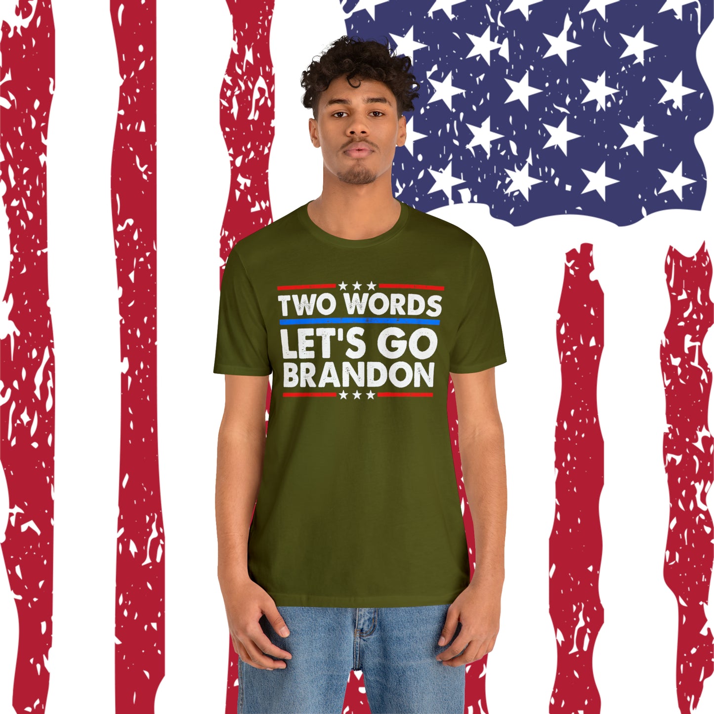 Two Words Let's go Brandon T-shirt Trump Shirt FJB Shirt - The American Glory