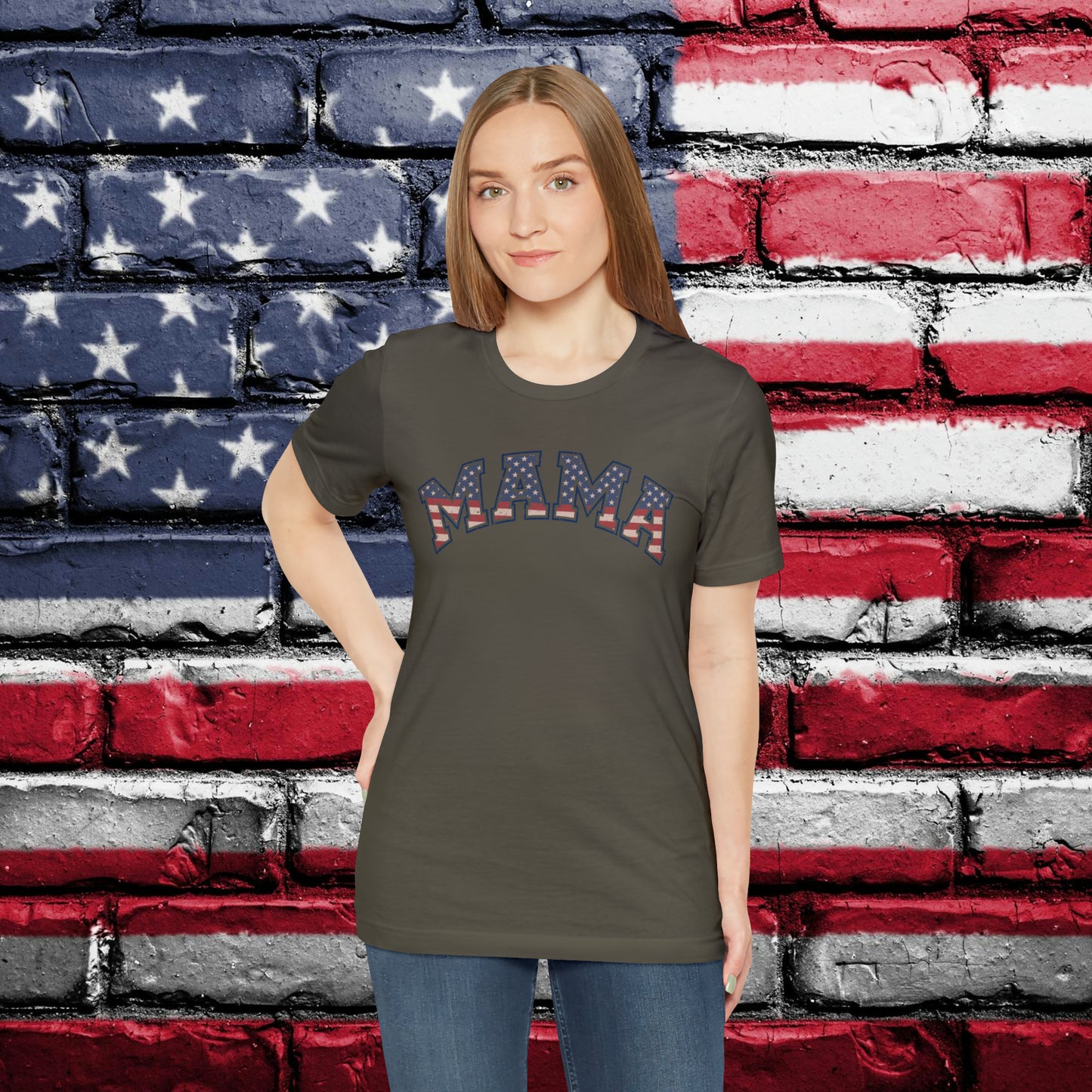 American Flag Retro Mama T-shirt - The American Glory