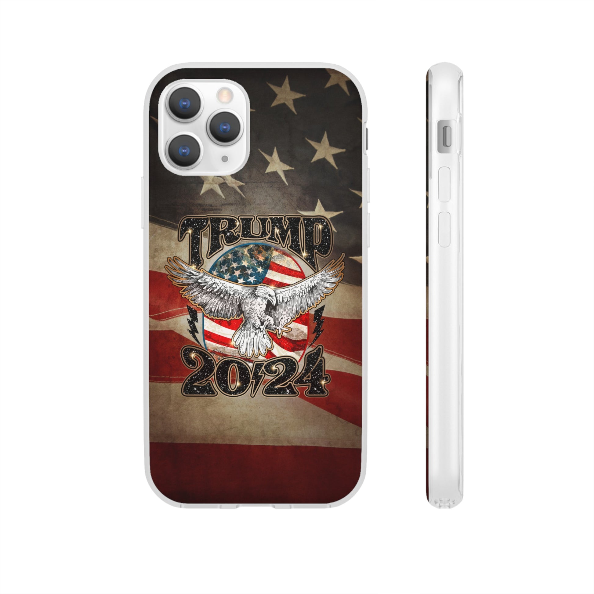 Donald Trump 2024 iphone case, Semi-transparent matte Flexi Cases, American Flag Phone Case, Trump MAGA iphone cases - The American Glory 