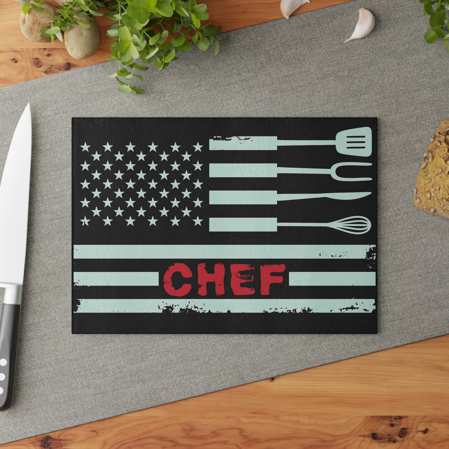 Chef American Flag Glass Cutting Board - The American Glory 