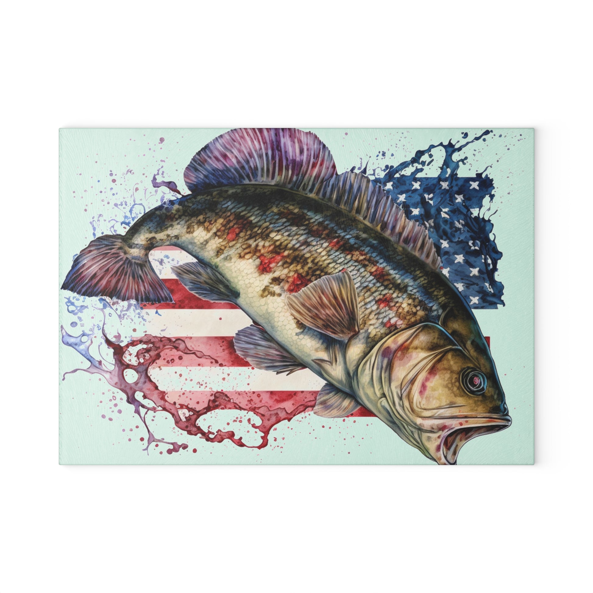 Fish American Flag Glass Cutting Board - The American Glory 