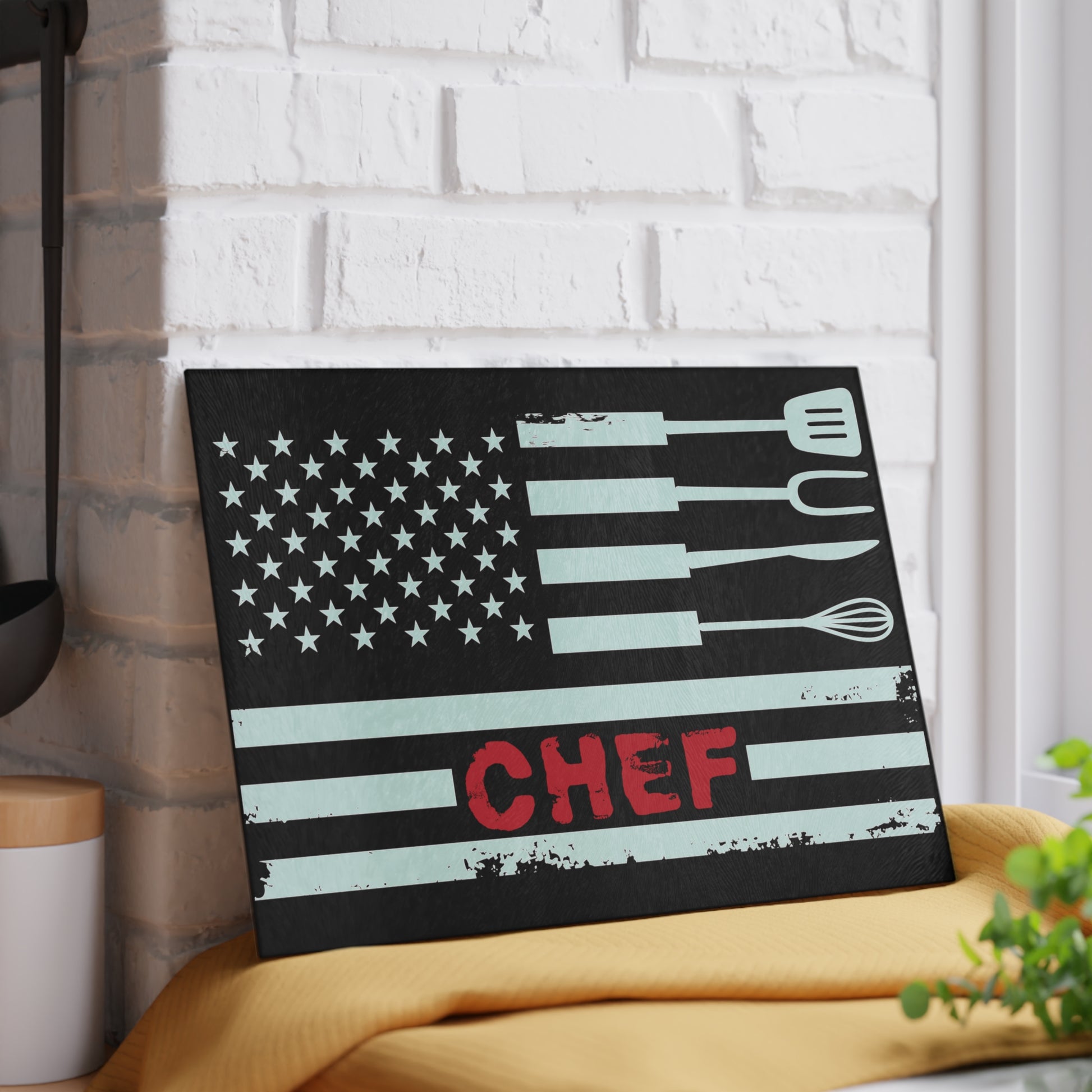 Chef American Flag Glass Cutting Board - The American Glory 