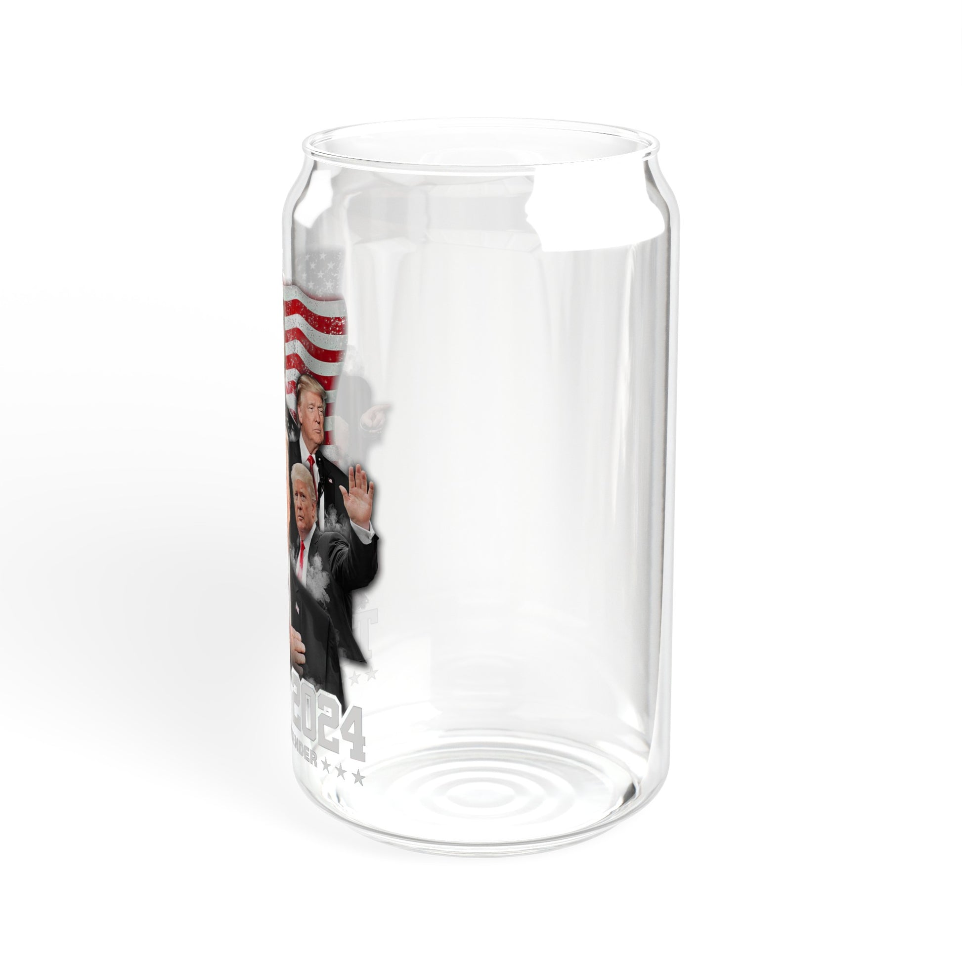 Trump 2024 16oz Glass Tumbler Cup, Trump Cup, Trump Merch, Glass Cup with Bamboo lid and Straw - The American Glory 