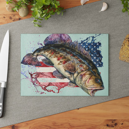 Fish American Flag Glass Cutting Board - The American Glory 