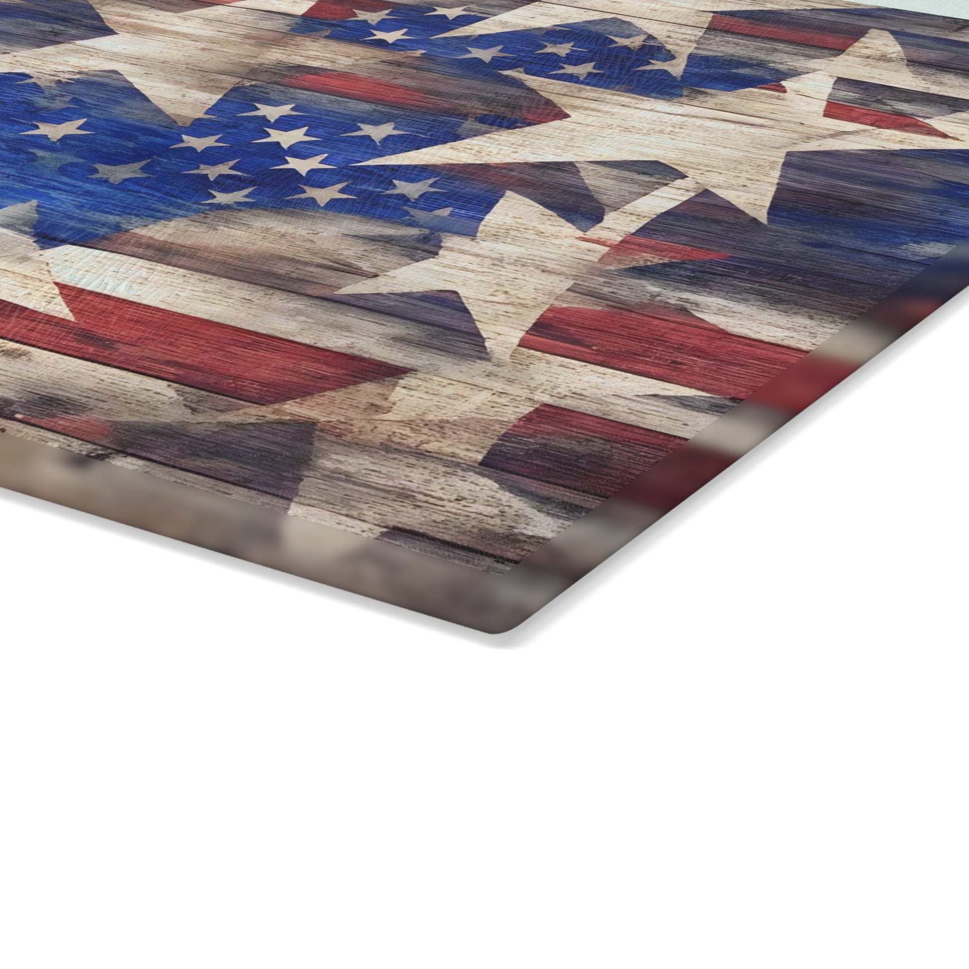 Weathered Wood American Flag Patriotic Glass Cutting Board - The American Glory 