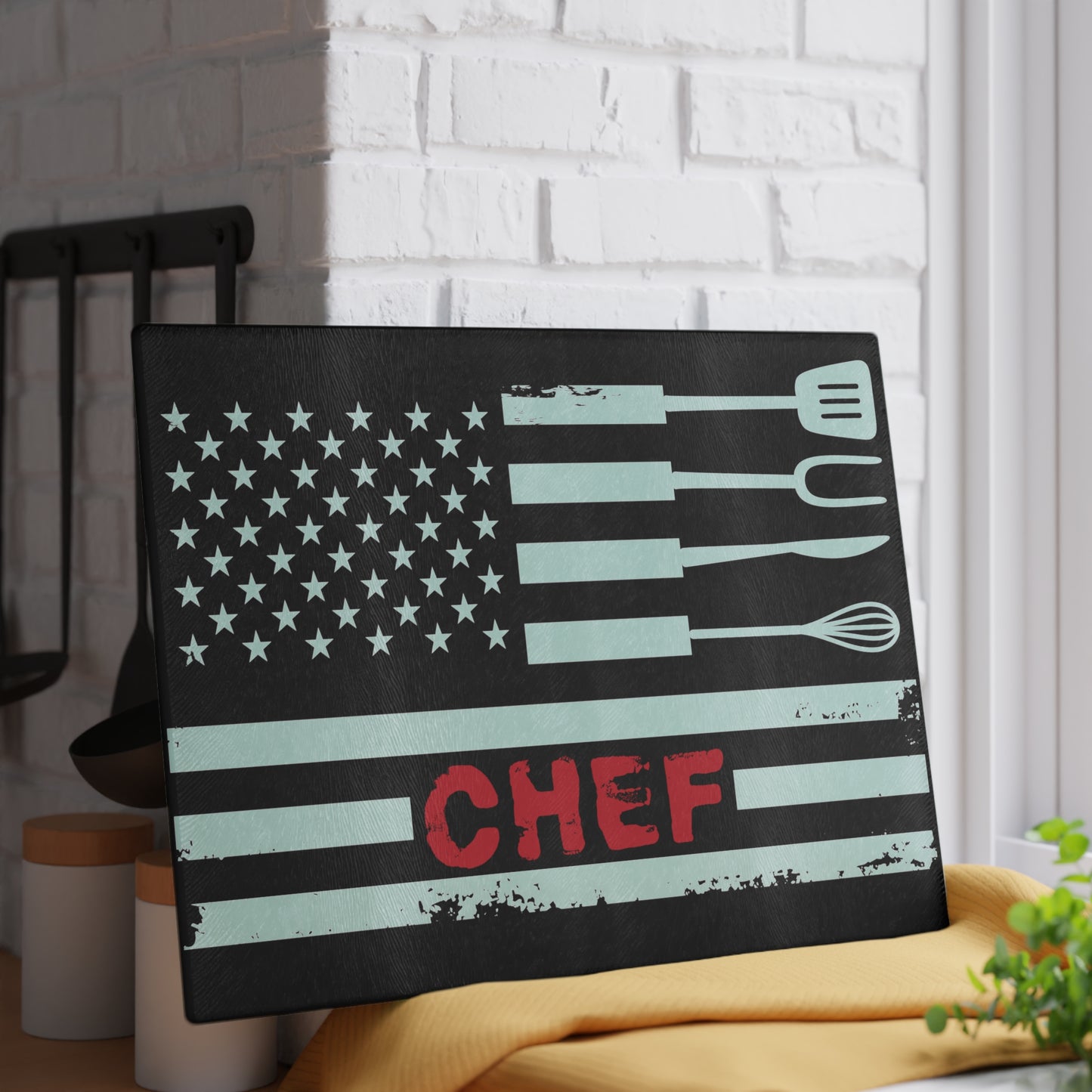 Chef American Flag Glass Cutting Board - The American Glory 