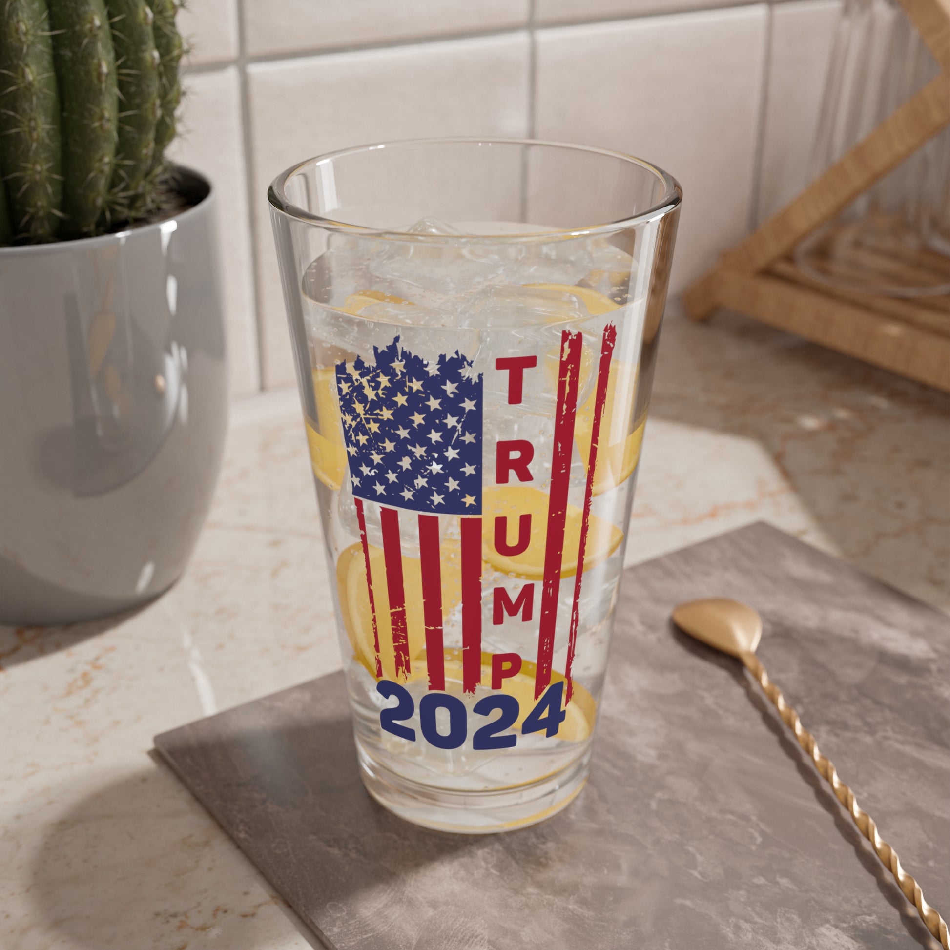 Trump 2024  Pint Glass | 16oz Beer Glass - The American Glory 