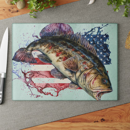 Fish American Flag Glass Cutting Board - The American Glory 