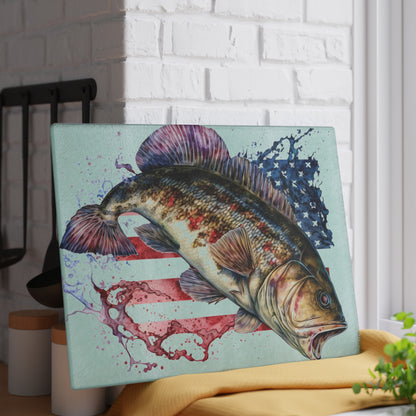 Fish American Flag Glass Cutting Board - The American Glory 