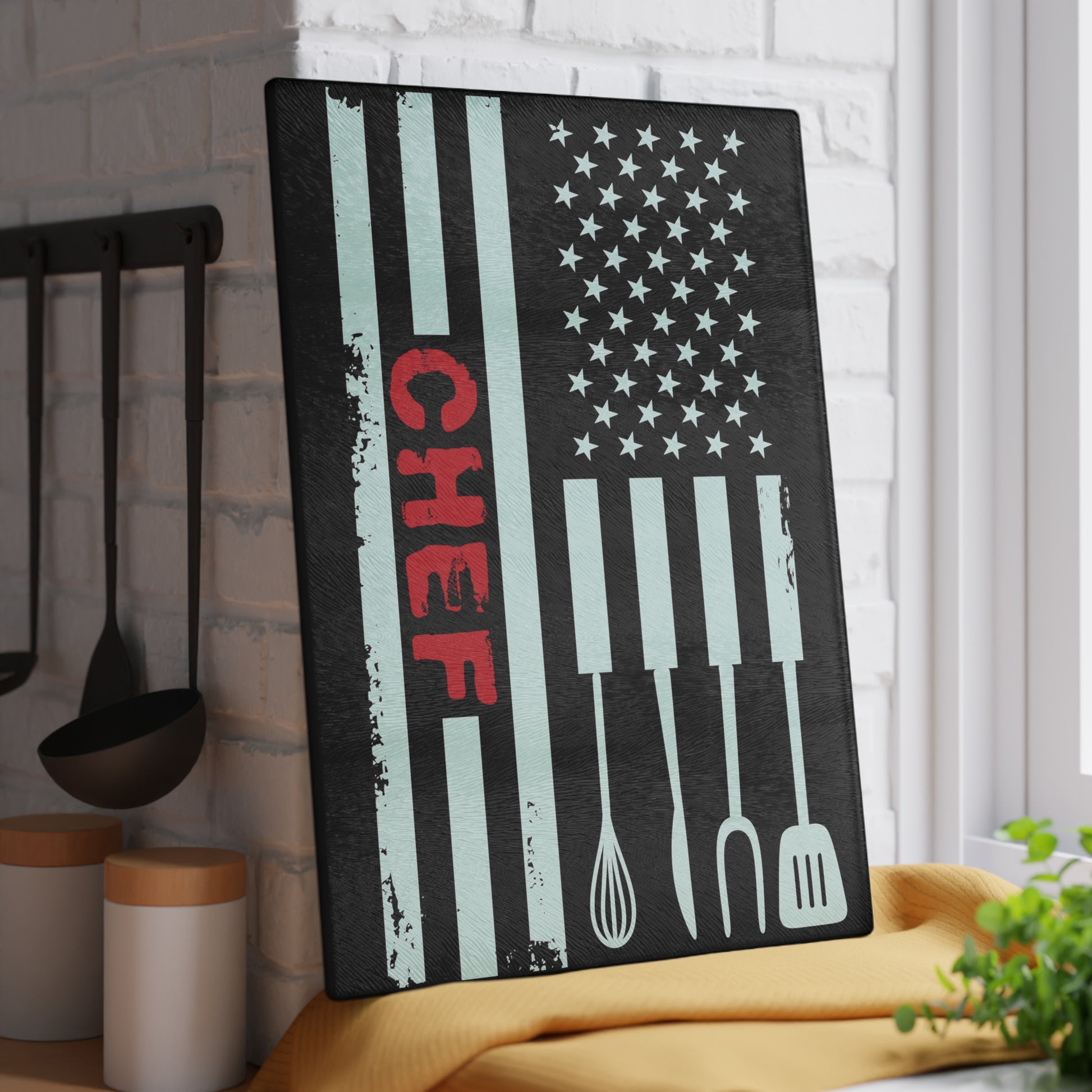 Chef American Flag Glass Cutting Board - The American Glory 