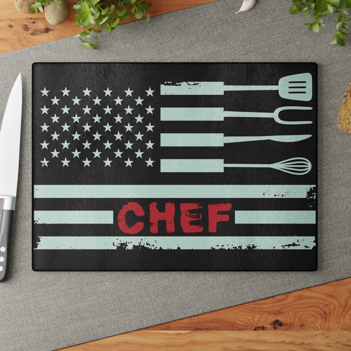 Chef American Flag Glass Cutting Board - The American Glory 