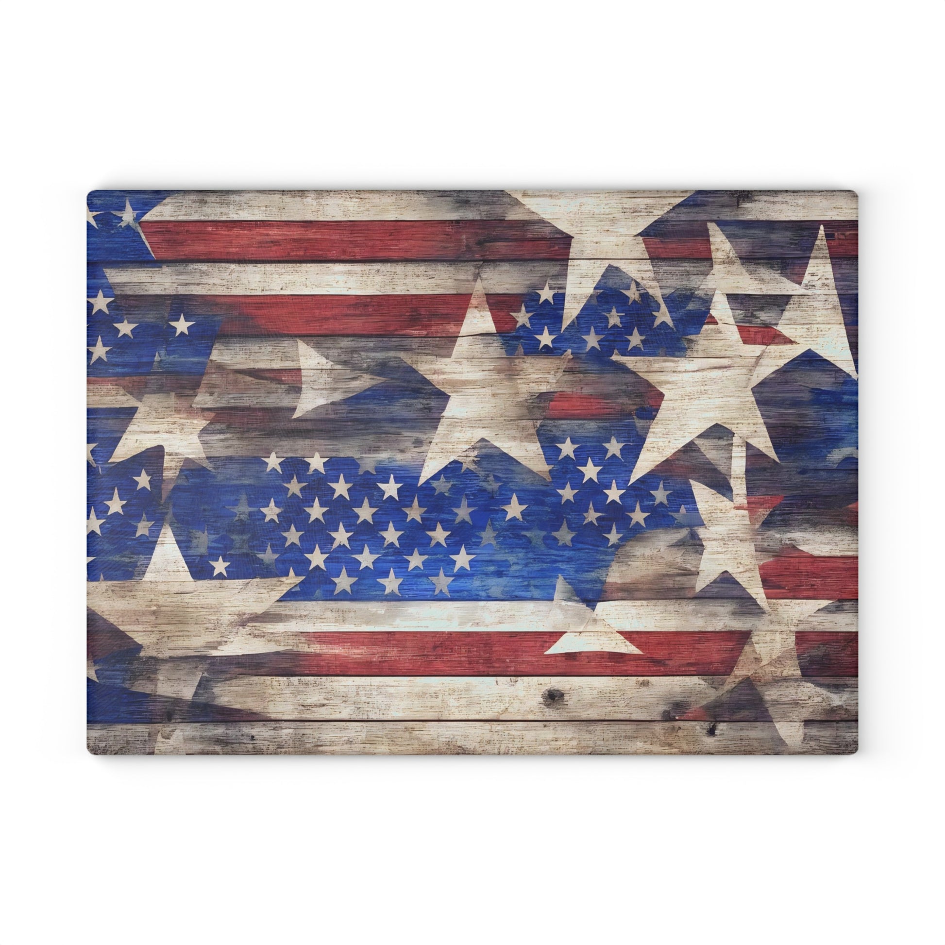 Weathered Wood American Flag Patriotic Glass Cutting Board - The American Glory 