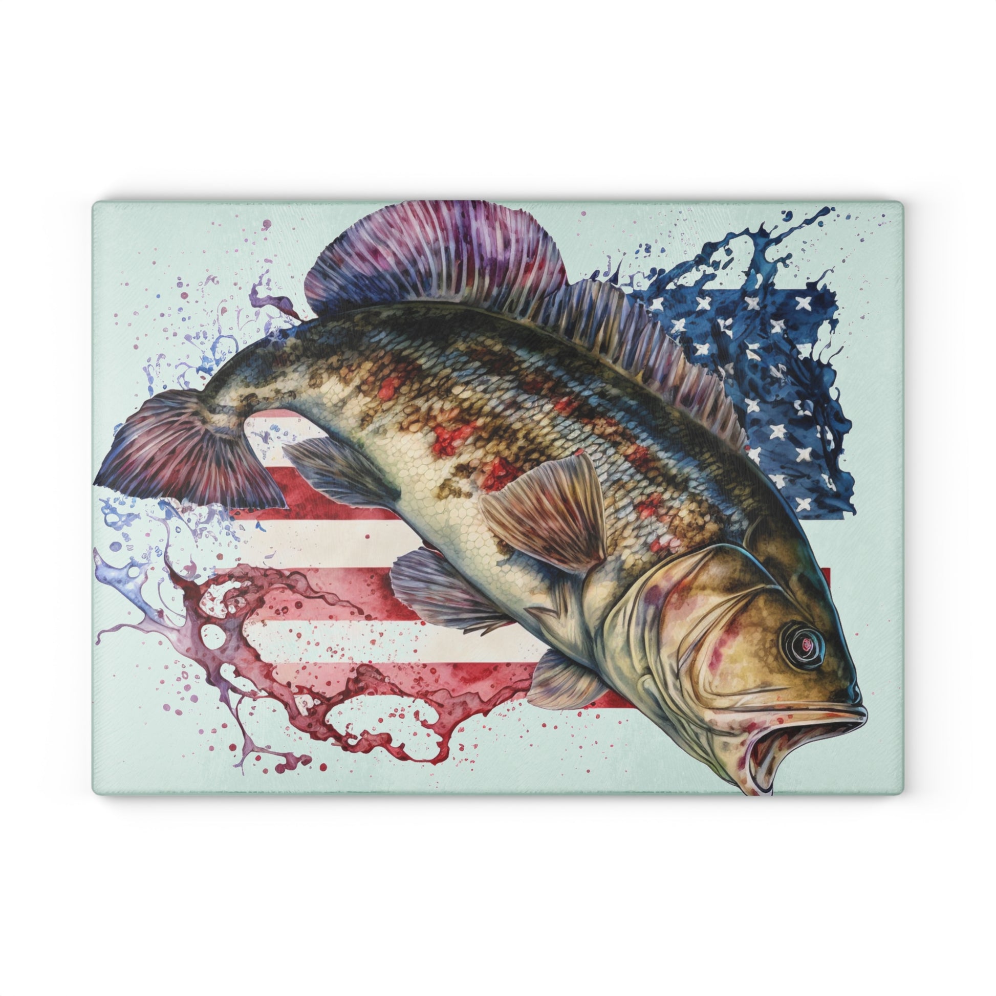 Fish American Flag Glass Cutting Board - The American Glory 