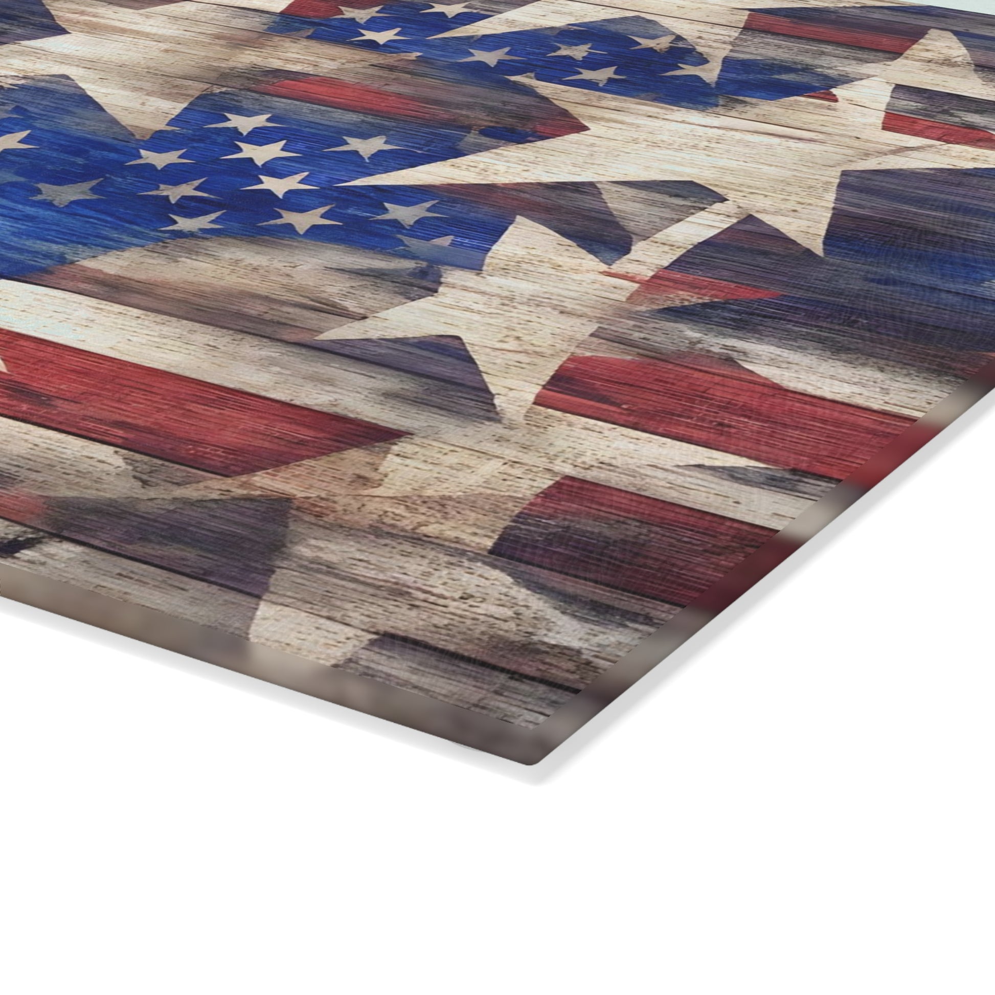 Weathered Wood American Flag Patriotic Glass Cutting Board - The American Glory 