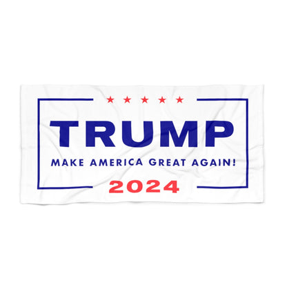 Trump 2024 Beach Towel, MAGA Summer Essentials, Trump 2024 Merchandise, Large Patriotic Towel, Trump Supporter Gifts, MAGA Beach Accessories, Trump 2024 Election Gear, Comfortable Beach Towels - The American Glory 