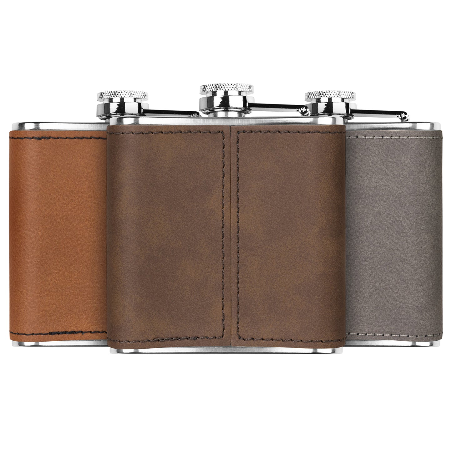 Leather Wrapped Stainless Steel Flask, Whiskey Steak Guns & Freedom laser engraved flask - The American Glory 