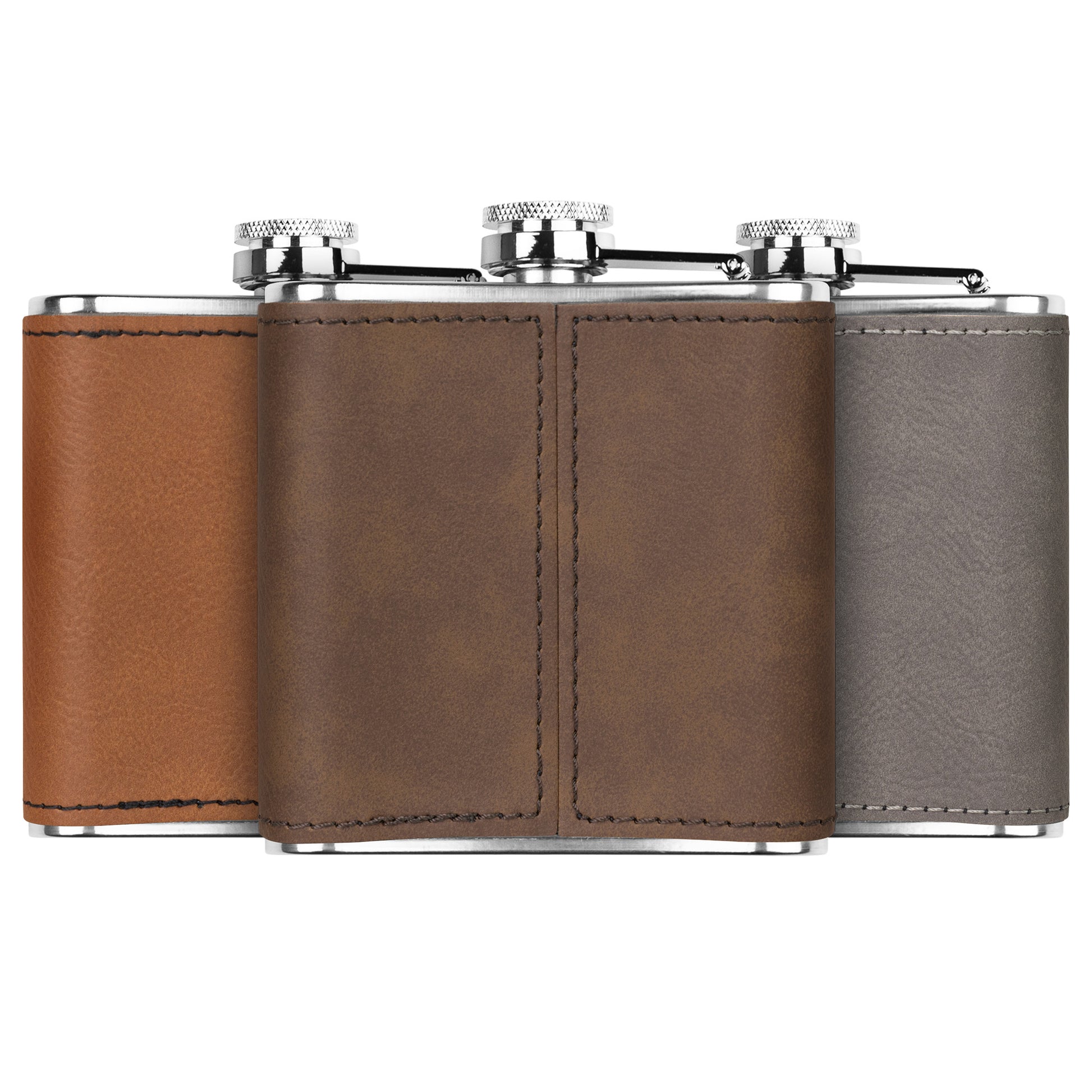 Leather Wrapped Stainless Steel Flask, Whiskey Steak Guns & Freedom laser engraved flask - The American Glory 