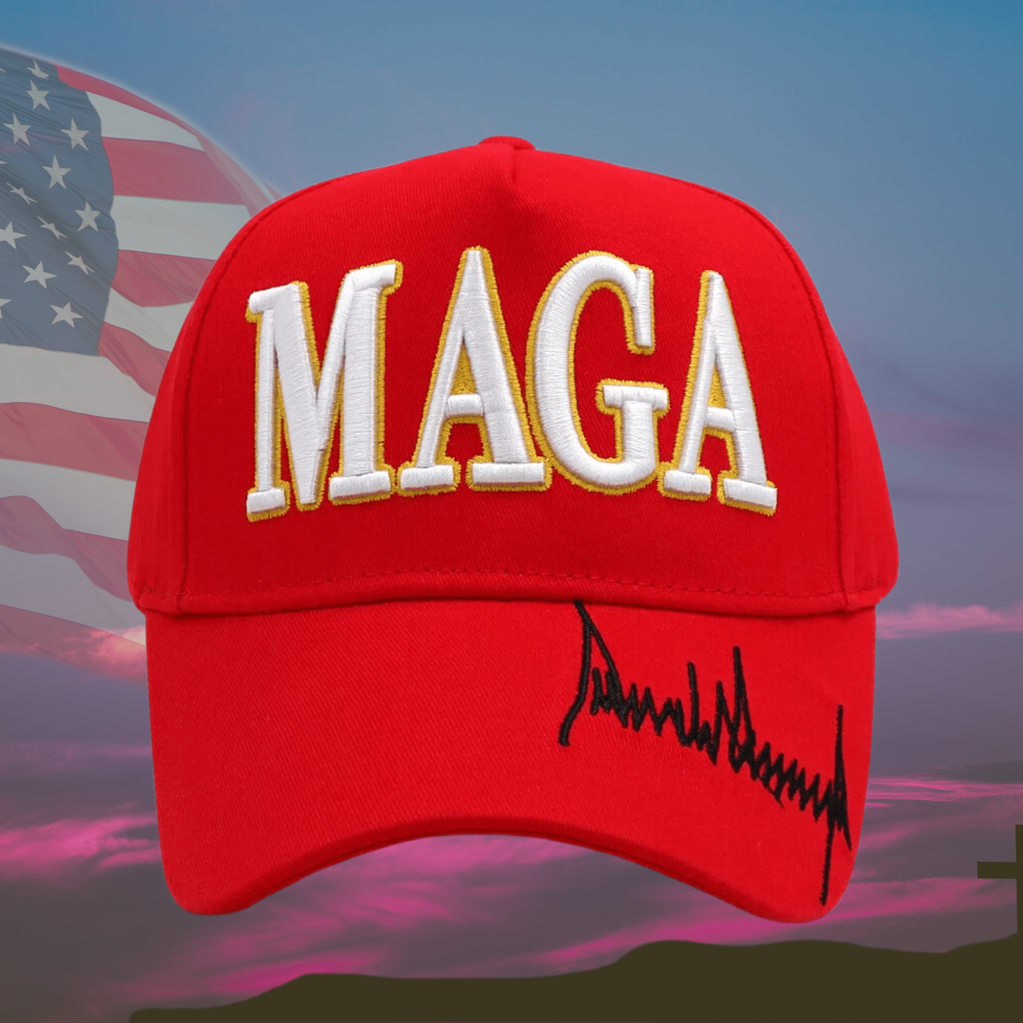 Trump Signature Embroidered MAGA Cap - The American Glory 