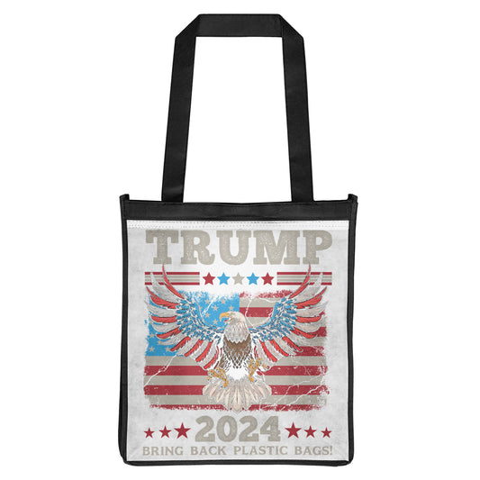 Trump 2024 Tote Bag, Trump Bring Back Plastic Bags Grocery Tote, Funny Tote Bag, Reusable Shopping Bag - The American Glory 