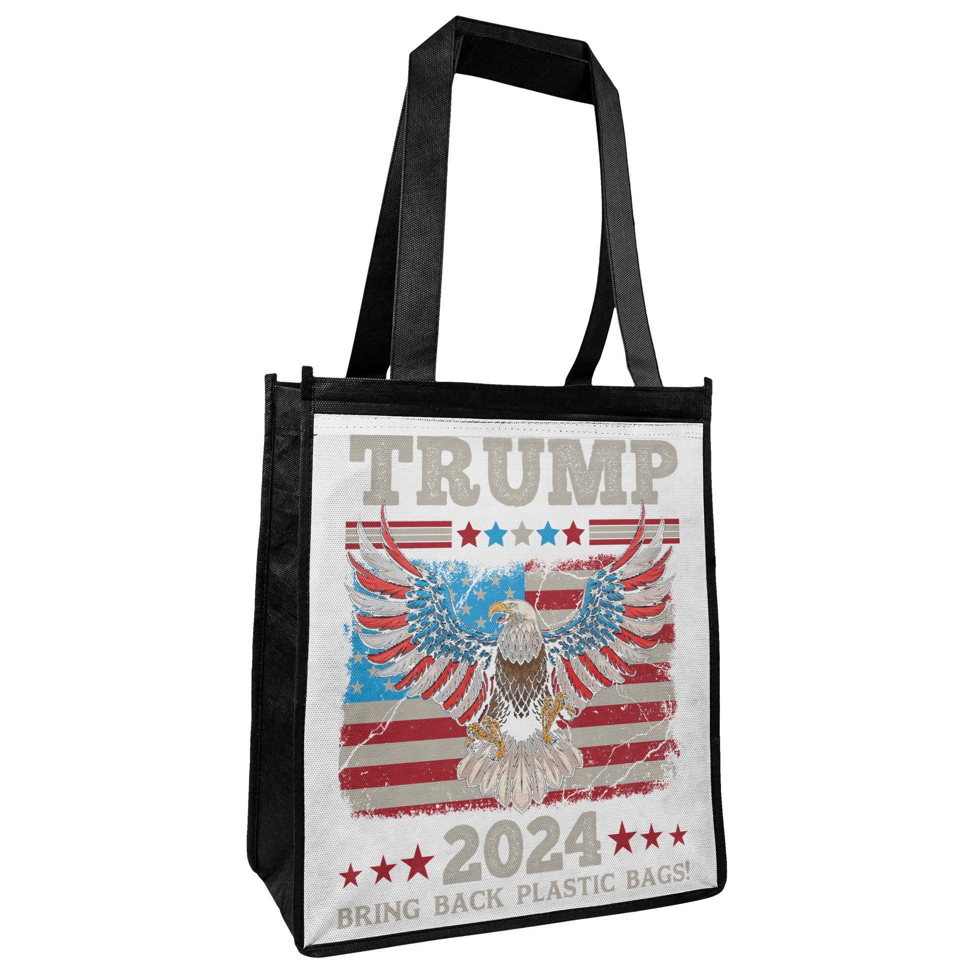 Trump 2024 Tote Bag, Trump Bring Back Plastic Bags Grocery Tote, Funny Tote Bag, Reusable Shopping Bag - The American Glory 