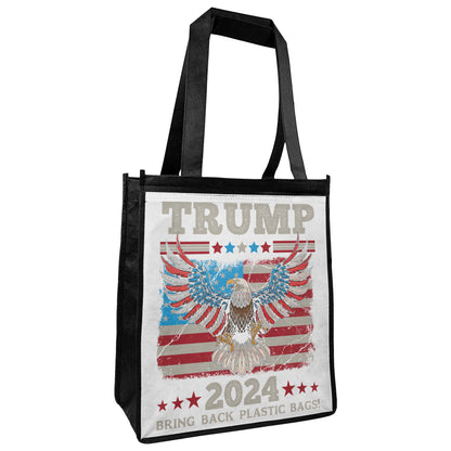 Trump 2024 Tote Bag, Trump Bring Back Plastic Bags Grocery Tote, Funny Tote Bag, Reusable Shopping Bag - The American Glory 