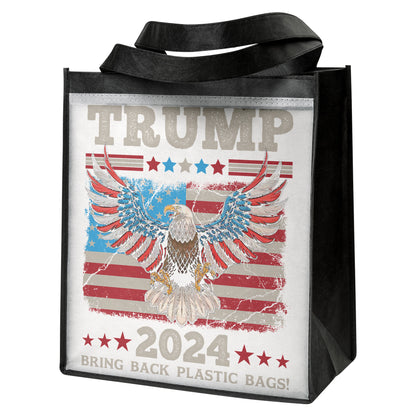Trump 2024 Tote Bag, Trump Bring Back Plastic Bags Grocery Tote, Funny Tote Bag, Reusable Shopping Bag - The American Glory 