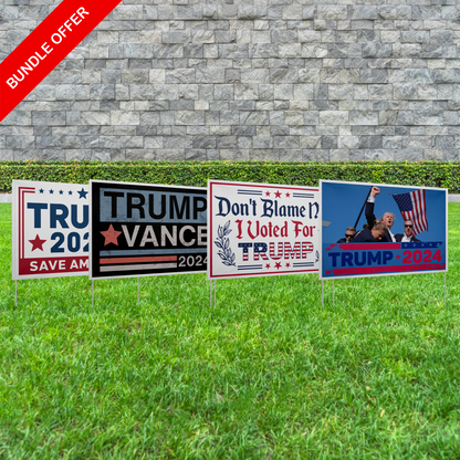 MAGA Yard Sign Bundle – Set of 4 Trump 2024 Designs - The American Glory 