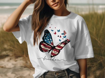 American Flag Butterfly Freedom T-shirt - The American Glory 