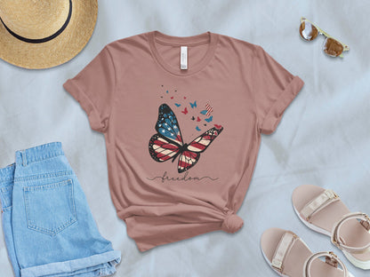 American Flag Butterfly Freedom T-shirt - The American Glory 