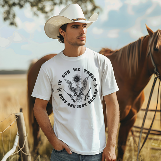 In God we trust, Guns are just backup Unisex T-shirt